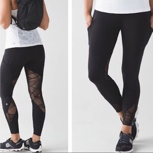 LULULEMON | RARE Black Lace Goal Crusher 7/8 Length Leggings Women’s Size 8